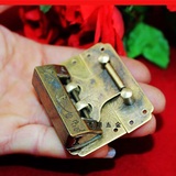 花鸟铜锁+方铜扣横开挂锁首饰盒锁扣铜扣老式铜锁间距25MM小锁头