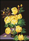 数字油画diy包邮特价 玫瑰花瓶花卉客厅风大幅手绘装饰画 黄玫瑰