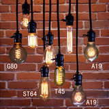 爱迪生灯泡吊灯复古钨丝灯泡 工业风酒吧台餐厅咖啡馆电线吊灯