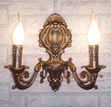 优惠价古铜色复古蜡烛双头壁灯镜前灯过道灯楼梯床头走廊装饰灯具