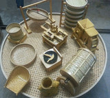 纯手工竹编竹制品 铁观音制作工具模型工艺摆件十件套茶会所摆件