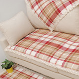 雅斯琦 爱琴海红 格子外贸布艺纯棉编织沙发垫飘窗垫坐垫 定做
