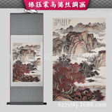 杭州丝绸卷轴挂画 巨幅山水画 国画山水画 风景 桂林山水画 年画