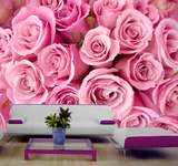 粉色玫瑰花 浪漫厂家直销 大型壁画墙纸 沙发电视卧室背景墙