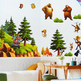 熊出没光头强熊大3d立体墙贴纸森林松鼠可爱卡通儿童房装饰墙贴