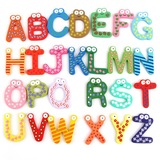 儿童英文数字母家居装饰木质冰箱贴韩国宝宝识字磁贴用品创意饰品