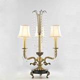 欧式铜台灯 卧室床头客厅复古怀旧纯铜全铜3头蜡烛水晶台灯 新品