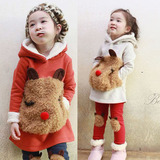 儿童女童套装2014秋冬装韩版新款童装宝宝加绒加厚套装卫衣2件套