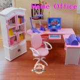 6分30cm12关节洋娃娃j家具配件 办公室书柜+桌子电脑 过家家玩具