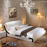 皮床 真皮床单双人皮床软床皮艺床1.8米欧式婚床储物床小户型家具