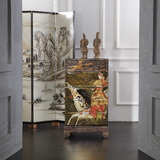 现代新中式元素立体彩绘花木兰创意五斗柜置物柜设计师样板间家具