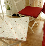 zakka棉麻卡通动漫海绵餐椅垫布艺时尚坐垫凳垫猫咪红点可定做