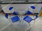 北京圆桌 钢化玻璃圆桌椅子 小型会议桌椅 洽谈桌椅 水晶椅直销