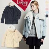 韩国代购Leshop专柜正品13年冬新款女羊羔绒短款羽绒服LDCPD972A