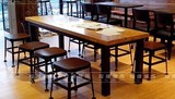 美式乡村LOFT工业风格家具 复古铁艺实木餐桌 松木工作桌 会议桌
