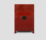 批发定做新中式实木复古做旧红色鞋柜简约仿古门厅柜玄关柜储物柜