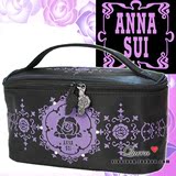 韩国专柜正品 Anna sui/安娜苏 黑色镶钻蔷薇花手提刷具化妆包