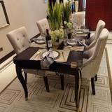 新古典餐桌椅组合欧式美式餐椅餐桌实木时尚酒店长方桌新古典家具