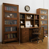 带门书柜实木创意书柜韩式组合实木书柜书架带玻璃门书橱储物柜