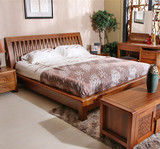 中格全实木床 进口金丝柚木现代中式单双人床板木床板高箱床现货