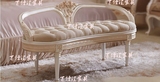 欧式床尾凳 实木雕花沙发凳卧室简约奢华绒布艺沙发 新古典床边凳