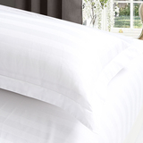 酒店宾馆四件套公寓医院被套床上用品白色缎条双人床单被套枕