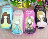 包邮花花姑娘女孩可爱大容量PU皮笔袋 韩国潮流风尚文具盒 收纳包