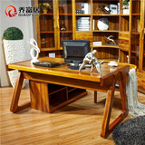 乔富居写字台胡桃木书桌办公桌原木色组装电脑桌转角实木