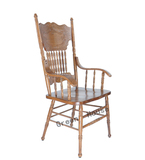 欧式美式乡村餐椅纯实木雕花靠背扶手椅 仿古椅子  餐桌组合椅