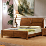 高端全实木双人床 新中式榆木床 1.8米双人大床婚床 宜家实木套房