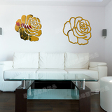 包邮亚克力客厅沙发影视背景墙环保镜面水晶立体墙贴装饰玫瑰镜子