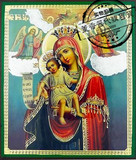 美国代购 圣母玛利亚 基督教壁挂工艺品 圣母耶稣金箔俄罗斯画像