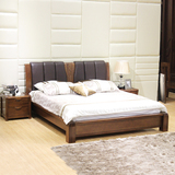 胡桃木家具胡桃木皮床全实木床双人床2米婚床现代中式纯实木家具