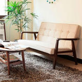 日式休闲组装布艺沙发椅 宜家单人双人三人实木沙发 咖啡厅椅