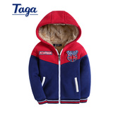 TAGA童装 2015新款秋冬装男童内加绒外套 儿童休闲羊羔绒拉链开衫