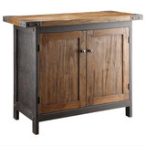 美式铁艺实木柜子餐边柜两门实木备餐柜厨房碗柜酒水柜储物柜斗柜