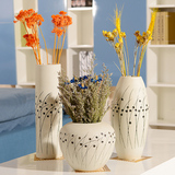 现代简约三件套摆件干花花瓶酒店装饰品客厅摆设陶瓷创意花插花器
