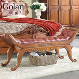 新品 广兰高端全实木卧室家具美式复古床尾凳欧式简约长凳1725