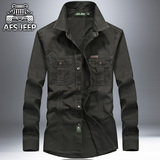 秋装新款AFS JEEP长袖衬衫战地吉普专柜正品衬衣男士加肥加大夹克