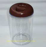 包邮塑料圆形密封罐果粉盒透明储物罐咖啡奶茶店专用果粉盒圆豆桶