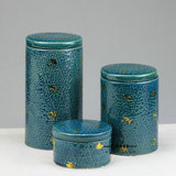 陶瓷现代简约蓝色装饰罐 直筒储物罐 客厅书房样板房装饰品摆件
