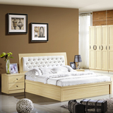 简约现代实木质板式床双人床1.8米储物床1.5米高箱气动床收纳木床