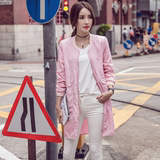 2016秋季新款韩版潮女装修身中长款薄风衣开衫长袖棒球服休闲外套
