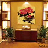 7折上海画龙有\无框绣金画 客厅卧室玄关单幅装饰画牡丹 国色天香