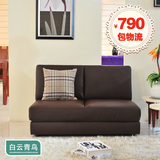 特价折叠沙发床1.2米可折叠 日式实木多功能双人皮艺沙发床1.5米
