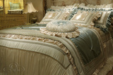 欧式家纺床上用品套多件套 仿丝十件套浅绿 家居样板房床品特惠