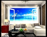 背景墙 海景风景大型壁画3d立体客厅卧室欧式瓷砖 电视