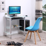 电脑桌 简易书桌钢化玻璃学生桌创意个性简约台式卧室办公桌90cm