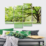 现代新中式三联画沙发背景客厅装饰画常青树发财树挂画办公室风景