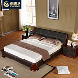 派思马简约现代中式橡木实木床 欧式实木双人床婚床大床1.5/1.8米